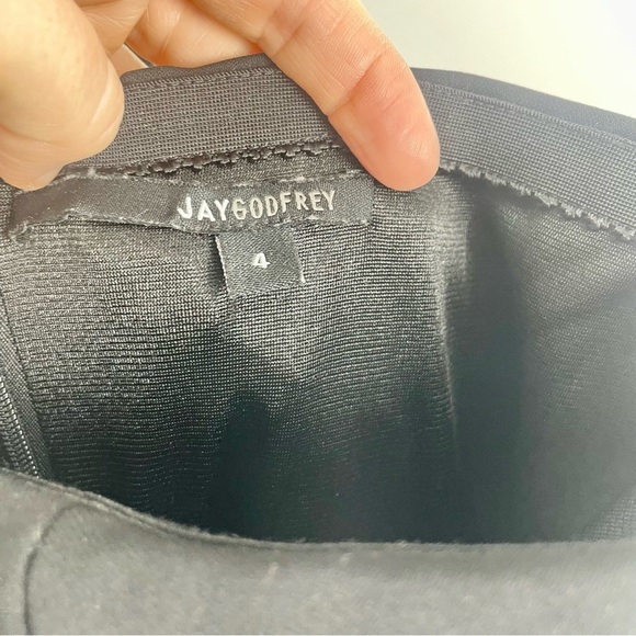 JAYGODFREY Hamilton‎ One Shoulder Ruffle Black Wide Leg Classic Jumpsuit Size 4 - Picture 7 of 16